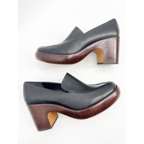 Vince Narissa Black Leather Platform Block Heel Chunky Clogs Size 9.5M - Picture 3 of 8